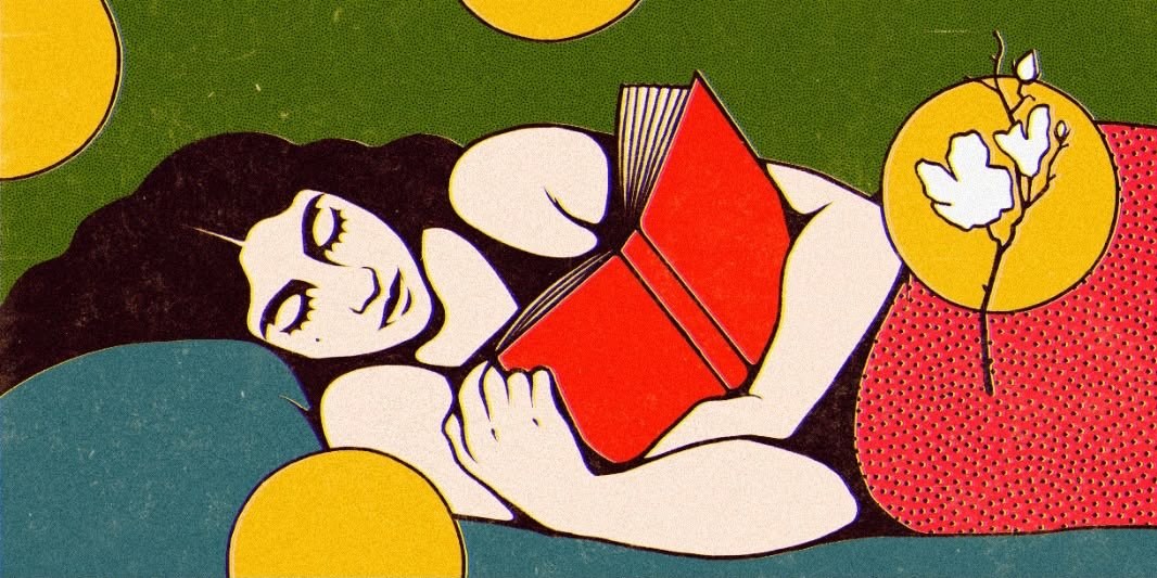 Ilustración de una mujer leyendo